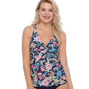 Plus Size Floral Print Swim Top